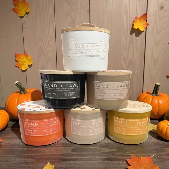 SAND + PAWS Two Wick Odor Neutralizing Scented Candle 12 Oz $28 Retail NEW - Picture 1 of 10